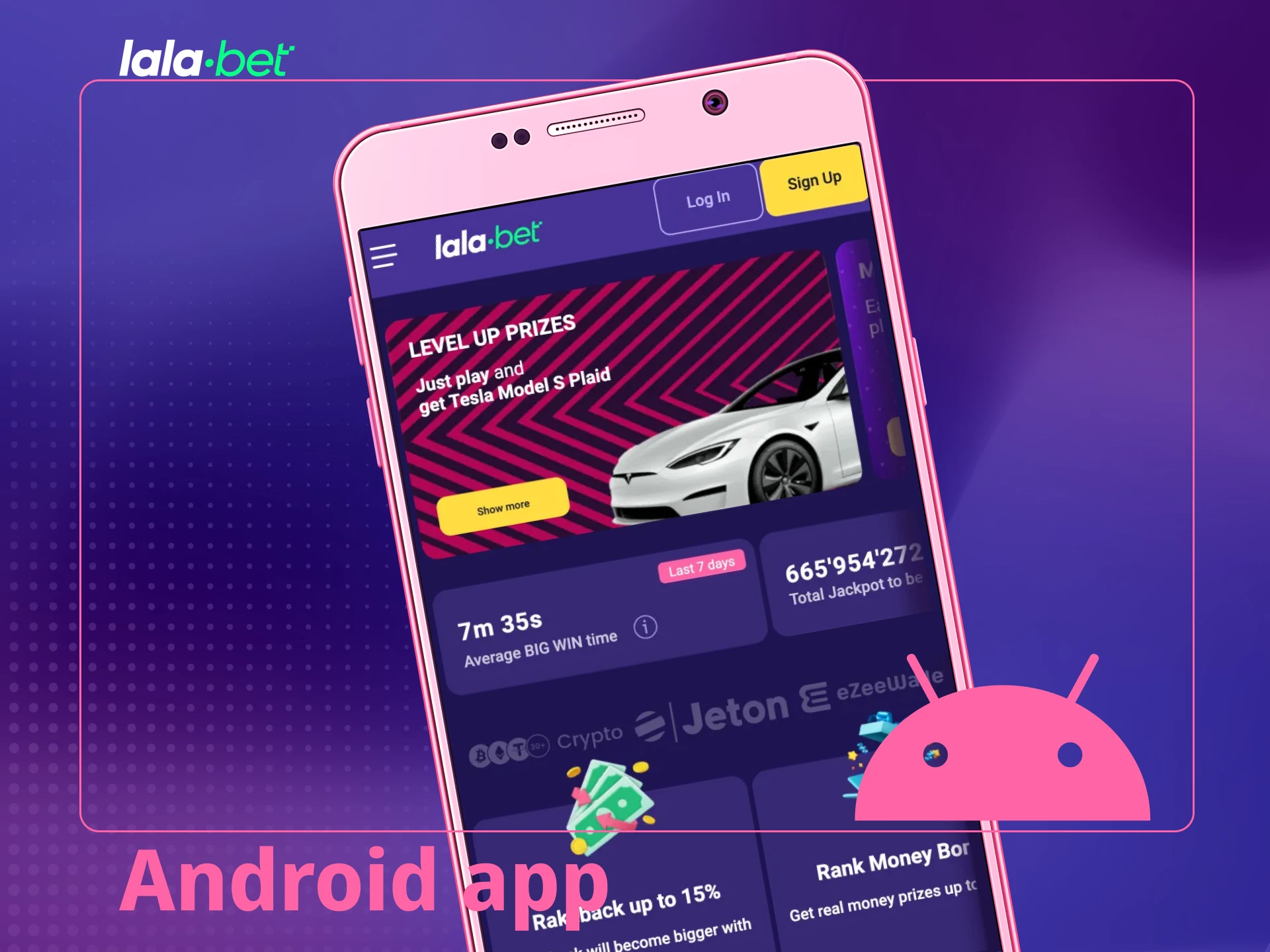 Download de Lalabet Android App om direct te wedden op sport.