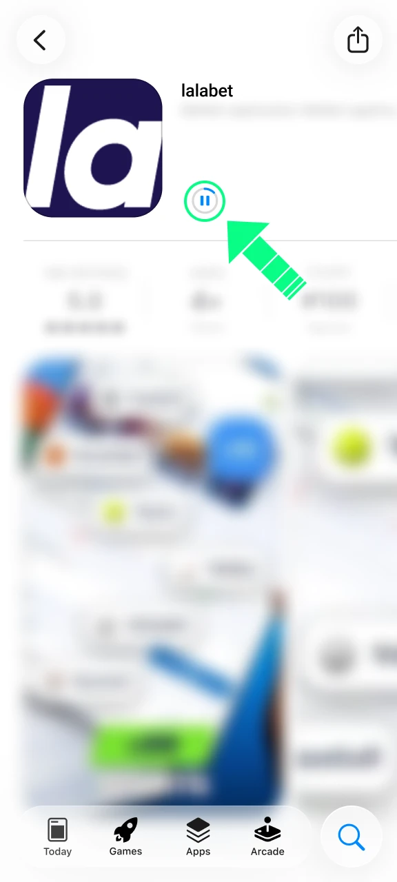 Wacht tot het downloaden van de Lalabet iOS app volledig klaar is.