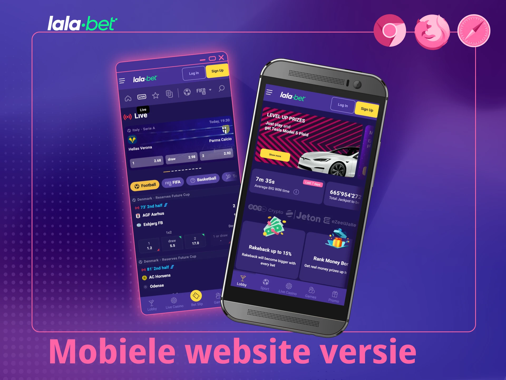 Gebruik de mobiele website van Lalabet voor snelle toegang zonder download.