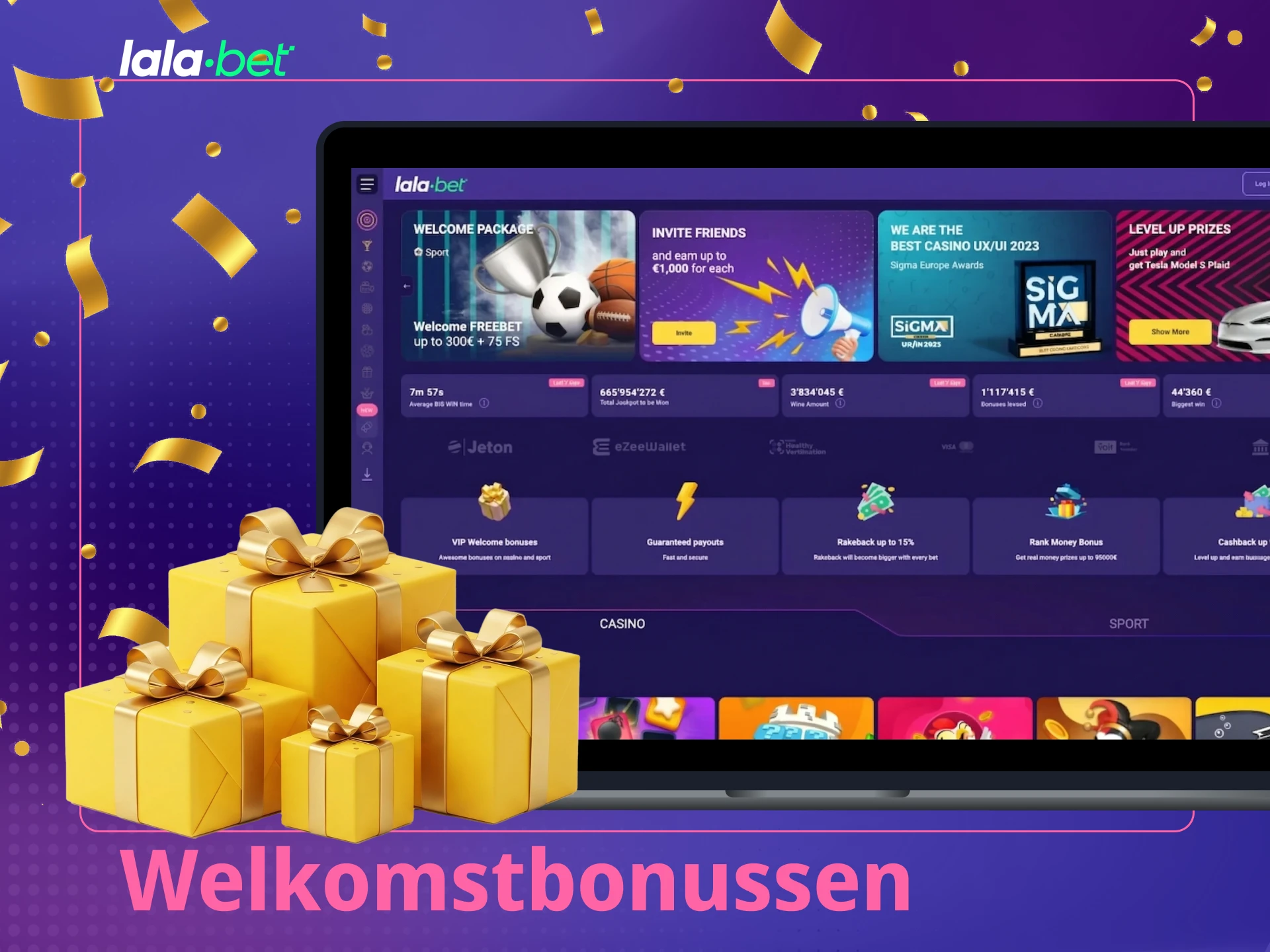 Meld je aan en profiteer van de Lalabet Welkomstbonussen voor extra speelplezier.