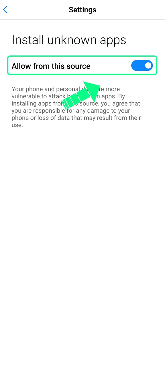 Sta installatie uit onbekende bronnen toe om de Lalabet Android-app te gebruiken.