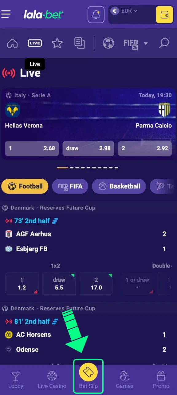 Zet in op sport of speel casinospellen via de Lalabet iOS-versie.