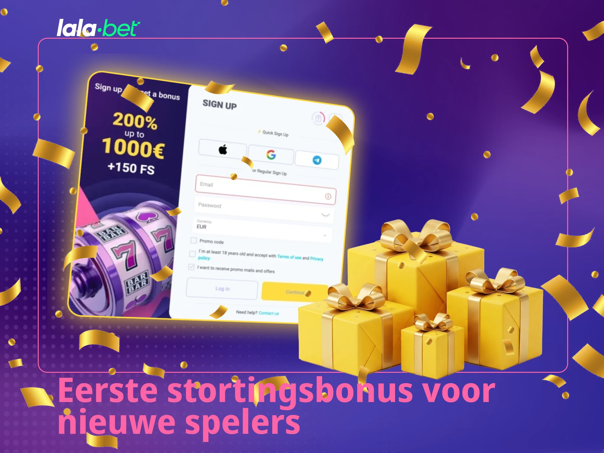 Ontvang een Lalabet stortingsbonus en begin direct met spelen in Nederland.